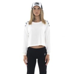 Bluza lekki z ściągacze na co dzień na siłownię. Białe bluzy damskie LEONE 1947 APPAREL, z bawełny, bez zapięcia, na fitness i siłownię. W wyprzedaży za 112.15 zł.