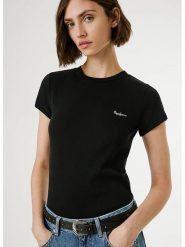 Pepe Jeans Koszulka "Merida" w kolorze czarnym rozmiar: XL. Czarne bluzki damskie Pepe Jeans, xl, bez wzorów, z jeansu, bez kołnierzyka, bez ramiączek. Za 78.10 zł.