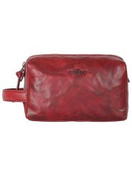 WEZBEY Skórzana kosmetyczka "Adrian" w kolorze czerwonym - 22 x 11 x 8 cm rozmiar: onesize. Czerwone kosmetyczki damskie WEZBEY, bez wzorów, z materiału. Za 113.99 zł.