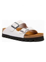 Comfortfusse Skórzane klapki "Troy" w kolorze białym rozmiar: 35. Białe klapki damskie Comfortfüße, bez wzorów, z materiału, z otwartym noskiem, bez obcasa, bez zapięcia. Za 260.99 zł.