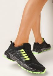 Czarno-Zielone Buty Sportowe przed Kostkę z Sznurowaniem Millsea. Czarne obuwie sportowe damskie Born2be, na fitness i siłownię. Za 89.99 zł.