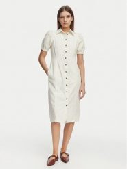 French Connection Sukienka jeansowa 71SZN Biały Regular Fit. Białe sukienki damskie French Connection, bez wzorów, z bawełny, bez ramiączek. Za 526.99 zł.