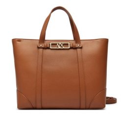 Torebka Armani Exchange. Brązowe shopper bag Armani Exchange, bez wzorów, bez dodatków. Za 709.99 zł.