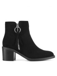 Clara Barson Botki LS5276-02A Czarny. Czarne botki damskie Clara Barson, z materiału, bez obcasa, na słupku, bez zapięcia. Za 169.99 zł.