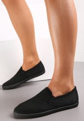 Czarne Wsuwane Tenisówki Materiałowe Jaylisa. Czarne obuwie sportowe damskie Renee, z materiału, bez zapięcia, tenisowe. Za 39.99 zł.