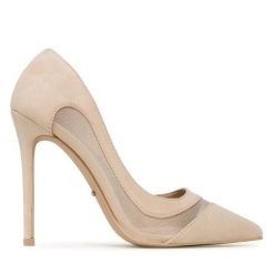 Szpilki DeeZee. Brązowe szpilki damskie DeeZee, bez wzorów, bez obcasa, na szpilce, bez zapięcia. Za 159.99 zł.