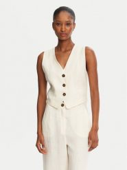 Marella Kamizelka Anemone 2515151012 Écru Regular Fit. Kamizelki damskie Marella, bez wzorów, ze lnu, bez kaptura. Za 349.99 zł.