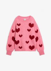Sweter boxy. Czerwone swetry klasyczne damskie bonprix, bez kołnierzyka. Za 149.99 zł.