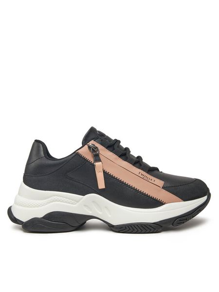 TWINSET Sneakersy 242TGT18E Czarny. Czarne obuwie sportowe damskie Twinset, ze skóry, bez zapięcia. Za 499.99 zł.