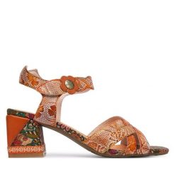 Sandały Laura Vita. Brązowe sandały damskie LAURA VITA, bez wzorów, bez obcasa, na słupku, bez zapięcia. Za 389.99 zł.