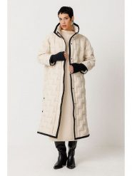 SKFK Sukienka dzianinowa "Leda" w kolorze kremowym rozmiar: 38. Brązowe sukienki damskie SKFK, bez wzorów, z bawełny, bez ramiączek. Za 326.99 zł.