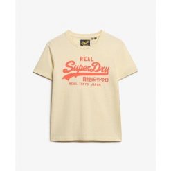 Damska dopasowana koszulka Superdry Vintage Logo Neon. Brązowe bluzki damskie Superdry, bez wzorów, z materiału, vintage, bez kołnierzyka, bez ramiączek. Za 149.00 zł.