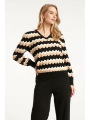 Smashed Lemon Sweter w kolorze czarno-beżowym rozmiar: XXL. Brązowe swetry klasyczne damskie Smashed Lemon, xxl, bez kołnierzyka. Za 130.99 zł.