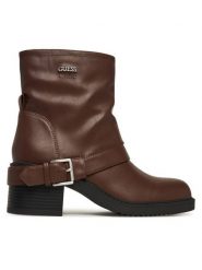 Guess Botki FLFIJI ELE10 Brązowy. Brązowe botki damskie Guess, ze skóry, bez obcasa, na słupku, bez zapięcia. Za 639.99 zł.