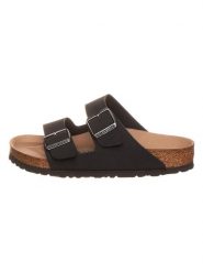 Birkenstock Klapki "Arizona" w kolorze czarnym rozmiar: 36. Czarne klapki damskie Birkenstock, bez wzorów, z otwartym noskiem, bez obcasa, bez zapięcia. Za 373.45 zł.