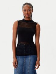 Morgan Bluzka 252-MJULIE Czarny Slim Fit. Czarne bluzki damskie Morgan, l, bez wzorów, z syntetyku, bez kołnierzyka, bez ramiączek. Za 199.99 zł.