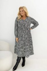 Sukienka midi Heart Story w serduszka z falbanami i kieszeniami Plus Size Oversize. Białe sukienki damskie Moda Size Plus Iwanek, bez wzorów, z materiału, eleganckie, bez ramiączek. Za 299.90 zł.