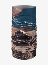 Chusta wielofunkcyjna Buff Coolnet UV Insect Shield - teroy multi. Brązowe chusty damskie Buff, na lato, bez wzorów, z elastanu. Za 109.99 zł.