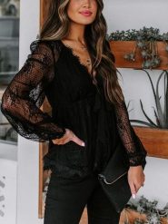 LA Angels Bluzka w kolorze czarnym rozmiar: L. Czarne bluzki damskie LA Angels, l, bez wzorów, z koronki, bez kołnierzyka, bez ramiączek. Za 182.72 zł.