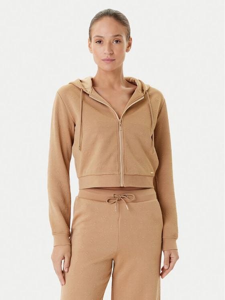Guess Bluza V5YQ06 KBSL2 Brązowy Regular Fit. Brązowe bluzy damskie Guess, m, z aplikacjami, z syntetyku, bez kaptura. Za 299.99 zł.