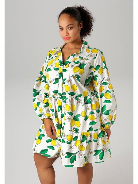 Aniston Sukienka w kolorze biało-żółtym rozmiar: 48. Białe sukienki damskie Aniston, bez wzorów, z bawełny, bez ramiączek. Za 74.28 zł.