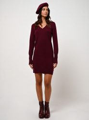 AUTHENTIC CASHMERE Kaszmirowa sukienka "Capelet" w kolorze bordowym rozmiar: XL. Czerwone sukienki damskie AUTHENTIC CASHMERE, bez wzorów, z kaszmiru, bez ramiączek. Za 370.63 zł.