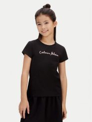 Calvin Klein Jeans T-Shirt LVCKSJA17G Czarny Regular Fit. Czarne koszulki i t-shirty dziewczęce Calvin Klein Jeans, bez wzorów, z bawełny, bez kołnierzyka, bez ramiączek. Za 109.99 zł.