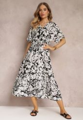 Czarno-Biała Sukienka Humina. Czarne sukienki damskie Renee, bez wzorów, z wiskozy, eleganckie, bez ramiączek. W wyprzedaży za 67.99 zł.