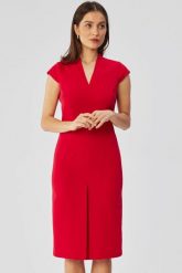 Elegancka sukienka ołówkowa midi czerwona. Czerwone sukienki damskie Stylove, bez wzorów, biznesowe, bez ramiączek. Za 249.00 zł.