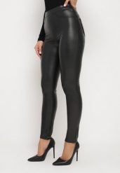 Czarne Legginsy z Ekoskóry z Wysokim Stanem i Imitacją Kieszeni Merievia. Czarne legginsy damskie Born2be, m, bez wzorów, z jeansu. Za 39.99 zł.