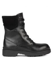 Geox Trzewiki D36UPA-04322 C9999 Czarny. Czarne botki damskie Geox, ze skóry, bez obcasa, na płaskiej podeszwie, bez zapięcia. Za 719.99 zł.