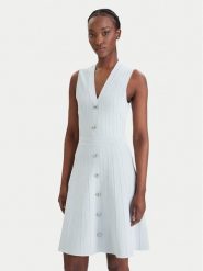 Guess Sukienka dzianinowa W6GK53 Z0658 Błękitny Regular Fit. Niebieskie sukienki damskie Guess, z aplikacjami, z dzianiny, bez ramiączek. Za 669.99 zł.