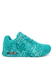 Skechers Sneakersy 155507/TEAL Zielony. Zielone obuwie sportowe damskie Skechers, ze skóry, bez zapięcia. Za 359.99 zł.