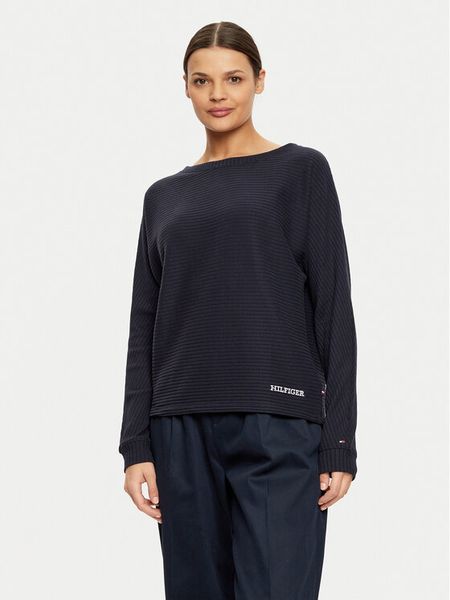 Tommy Hilfiger Bluza UW0UW05583 Granatowy Regular Fit. Niebieskie bluzy damskie Tommy Hilfiger, s, bez wzorów, z syntetyku, bez kaptura. Za 149.99 zł.