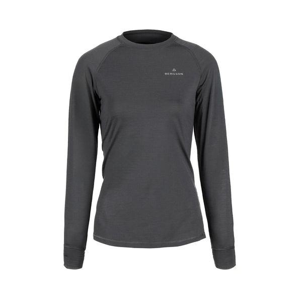 Koszulka termiczna damska Lanapura 1 merino. Szare koszulki damskie Bergson, bez wzorów, bez kołnierzyka, bez ramiączek. W wyprzedaży za 245.00 zł.