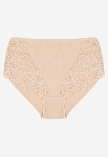Beżowe Bawełniane Majtki Figi z Koronką Idiana. Brązowe figi Born2be, bez wzorów, z bawełny. Za 7.99 zł.