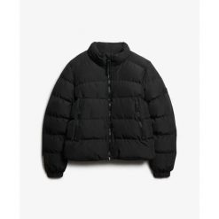 Damska kurtka puchowa Superdry Non Sports. Czarne kurtki damskie Superdry, bez wzorów, z puchu, bez kaptura. Za 518.40 zł.