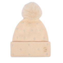 Czapka Guess. Brązowe czapki damskie Guess, na zimę, z aplikacjami. Za 154.99 zł.