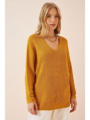 Happiness Istanbul Sweter w kolorze jasnobrązowym rozmiar: onesize. Brązowe swetry klasyczne damskie Happiness Istanbul, ze splotem, bez kołnierzyka. Za 56.39 zł.