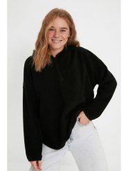 Trendyol Bluza w kolorze czarnym rozmiar: L. Czarne bluzy damskie Trendyol, l, bez wzorów, z kapturem. Za 87.81 zł.