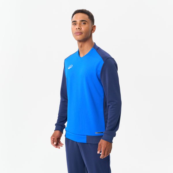 Bluza piłkarska dla dorosłych Kipsta T100. Niebieskie bluzy damskie KIPSTA, xs, bez wzorów, z elastanu, bez kaptura. Za 69.99 zł.