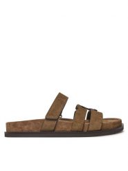 Tory Burch Klapki Ines Sport Slide 163481 Brązowy. Brązowe klapki damskie Tory Burch, bez wzorów, ze skóry, bez obcasa, bez zapięcia. Za 1,279.00 zł.