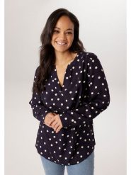 Aniston Bluzka w kolorze granatowo-białym rozmiar: 50. Niebieskie bluzki damskie Aniston, bez wzorów, z wiskozy, bez kołnierzyka, bez ramiączek. Za 173.99 zł.