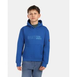 Felpa con cappuccio in cotone da ragazzo Kilpi NORTHEN-JB. Niebieskie swetry klasyczne damskie Kilpi, bez kołnierzyka. Za 267.13 zł.