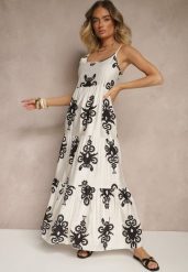 Czarna Rozkloszowana Sukienka z Wiskozy w Stylu Boho Terazi. Czarne sukienki damskie Renee, bez wzorów, z wiskozy, boho, bez ramiączek. W wyprzedaży za 55.99 zł.