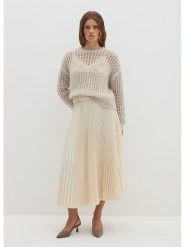 STEFANEL Spódnica w kolorze kremowym rozmiar: XL. Brązowe spódnice damskie Stefanel, xl, bez wzorów, midi. Za 239.99 zł.