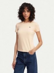 Lacoste T-Shirt TF5289 Pomarańczowy jasny Regular Fit. Brązowe t-shirty damskie Lacoste, bez wzorów, z bawełny, bez kołnierzyka. Za 319.99 zł.