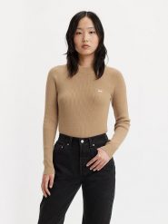 Levi´s Sweter w kolorze beżowym rozmiar: XL. Brązowe swetry klasyczne damskie s, prążkowane, bez kołnierzyka. Za 100.99 zł.