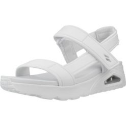 Sandały SKECHERS UNO - SUMMER STAND 2 Biały. Białe sandały damskie Skechers, bez wzorów, z materiału, bez obcasa, bez zapięcia. Za 279.99 zł.