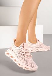 Różowe Buty Sportowe Sneakersy na Platformie Ozdobionej Tłoczeniem Teliriella. Czerwone obuwie sportowe casual damskie Renee, z jeansu. Za 54.99 zł.